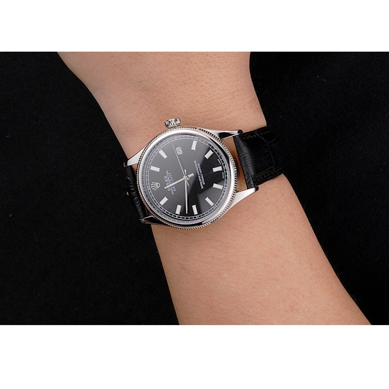 AAA replica watch Datejust Case And Swiss Bracelet Rolex Black Steel Stainless Dial 0516